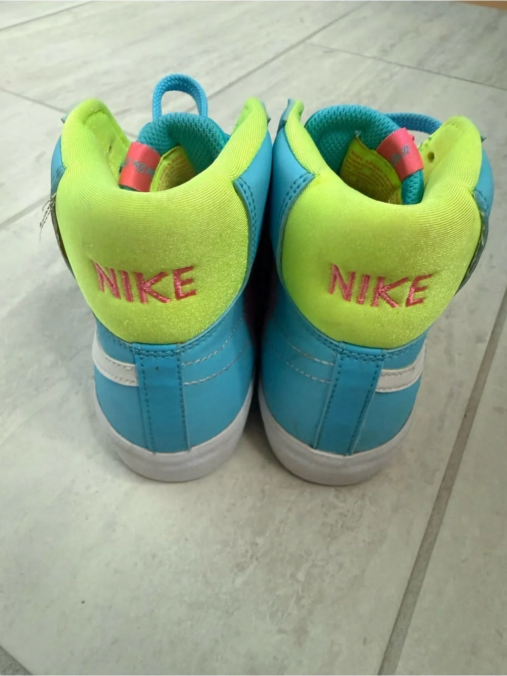 Nike Kids' Mid-Top Sneakers in Blue, Pink & Neon Yellow